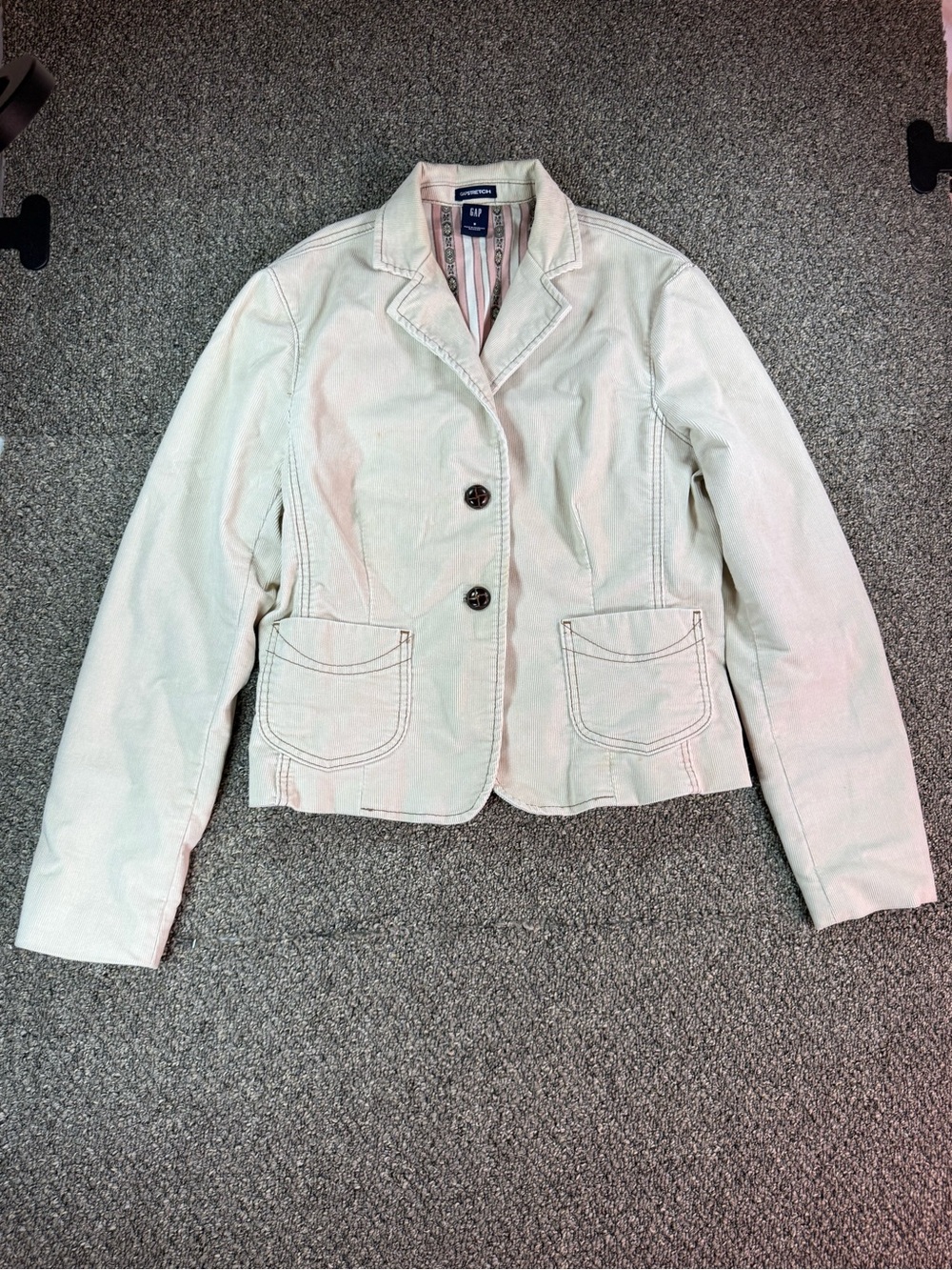 GAP Women's Light Beige Tailored Cotton Blazer